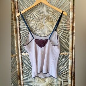 Vintage Deadstock Sheer Crepe Lace Detail Cami Top Size Small NOS